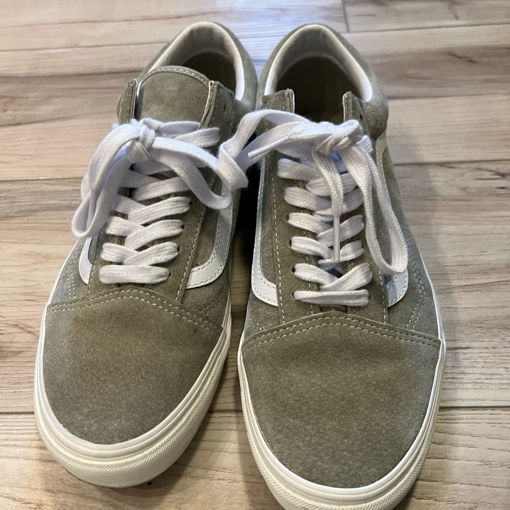 Vans Olive Green and White Sneakers